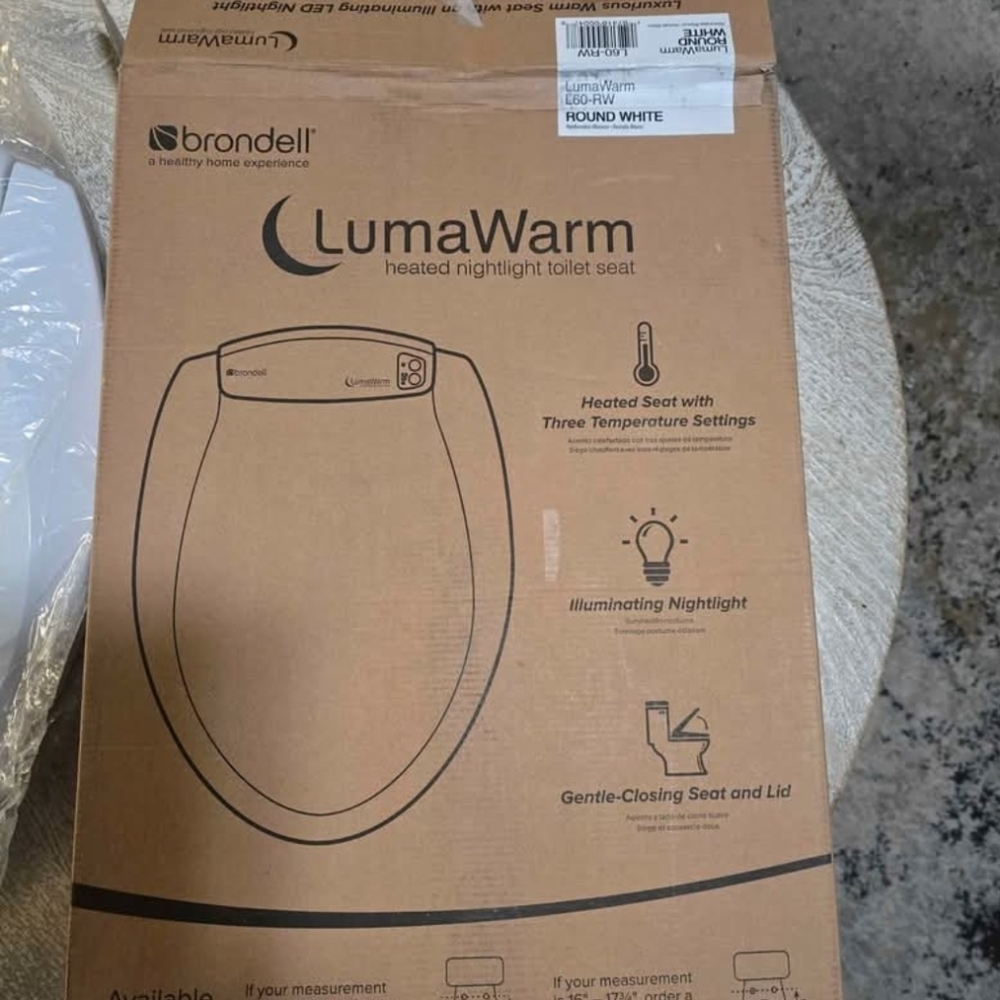 Brondell L60-RW LumaWarm Heated Toilet Seat with Night Light, Round Seat - Picture 9 of 11